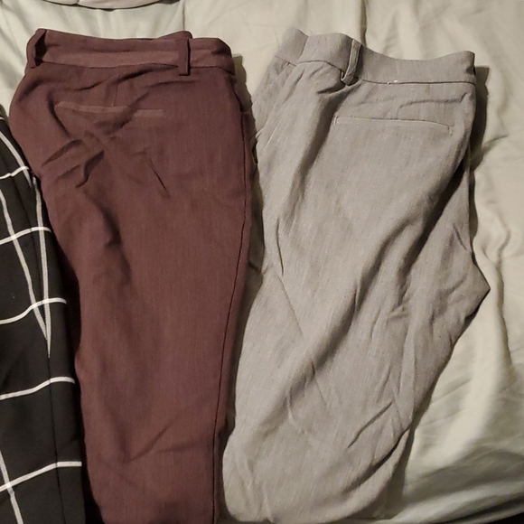 Express women's size 10 work pants burgundy/gray/black and blue w white stripes - Picture 2 of 7